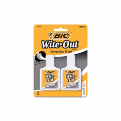 BIC BICWOFQDP24AWHI 20 ml Wite-Out Quick Dry Correction Fluid Bottle, White - Pack of 2
