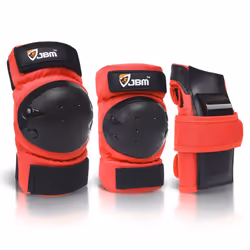 JBM international Adult / Child Knee Pads Elbow Pads Wrist Guards 3 In 1 Protective Gear Set Red Youth / Child