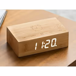 Gingko Design Flip Click Clock, Digital alarm clock, Rectangle, Bamboo, 12/24h, Touch, China