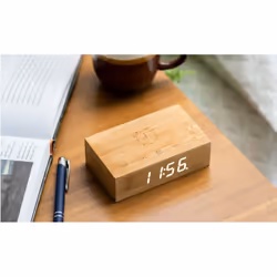 Gingko Design Flip Click Clock Digital alarm clock Bamboo