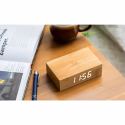 Gingko Design Flip Click Clock Digital alarm clock Bamboo