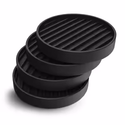 casterMaster 2x2 Black Round Rubber Furniture caster cups with Anti-Sliding Floor grip (Set of 4)
