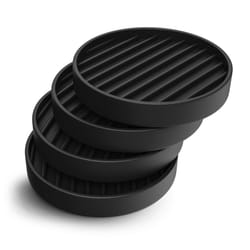 casterMaster 2x2 Black Round Rubber Furniture caster cups with Anti-Sliding Floor grip (Set of 4)