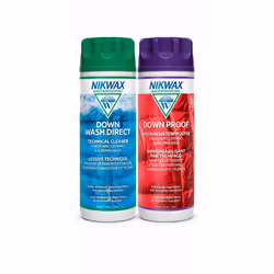 Nikwax Down Down DUO-Pack 300ml Wash-In Cleaning and Waterproofing adds DWR Water Repellency to Down Filled Jackets Outer ...