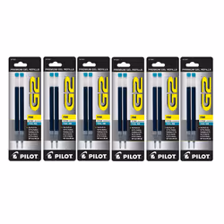 Value Pack of 6 - Pilot G2 Gel Ink Refills for Rolling Ball Pen  Fine Point  Teal (77257)