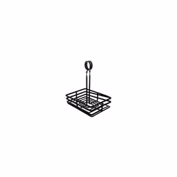 American Metalcraft FWC68 Rectangular Wrought Iron Condiment Rack Basket with Display Handle 6"""" x 8"""" Black