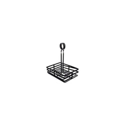 American Metalcraft FWC68 Rectangular Wrought Iron Condiment Rack Basket with Display Handle  6"""" x 8""""  Black