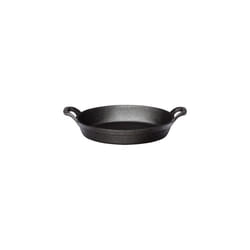 American Metalcraft CIPOV9567 Cast Iron Oval Casserole Pan with Handles, 12" L x 6.75" W, Black