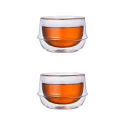 Double-Walled Kinto KRONOS Tea Glass - Maintains Temperature - Prevents Condensation - Set of 2-200 ml (6.75 fl. oz.) each