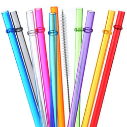 ALINK 10.5 in Long Rainbow Colored Reusable Tritan Plastic Replacement Straws for 16 OZ 20 OZ 30 OZ Stanley  YETI  Starbucks Tumblers  Set of 10 with