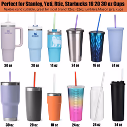 ALINK 10.5 in Long Rainbow Colored Reusable Tritan Plastic Replacement Straws for 16 OZ 20 OZ 30 OZ Stanley  YETI  Starbucks Tumblers  Set of 10 with
