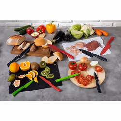Colori+ Non-Stick Large Santoku Knife with Safety Sheath, 22 cm, Grey