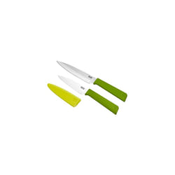 Colori+ Classic 2-Piece Paring Knife and Utility Knife Set with Safety Sheaths, Green