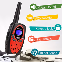 RT628 Walkie Talkies for Kids, Long Range VOX Keylock Children Toy Gifts for Birthday and Holiday, Easy to Use for Camping Hiking and Adventure (1