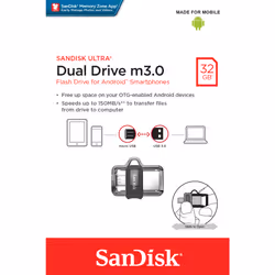 SanDisk Ultra Dual m3.0 USB flash drive 32 GB USB Type-A / Micro-USB 3.2 Gen 1 (3.1 Gen 1) Black, Silver, Transparent - Additional view 4