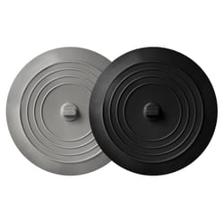 2 Pack  Black and Gray 6 Kitchen Sink and Bathtub Stoppers Set for Standard Kitchen Sink Drain and Bathtub Drain