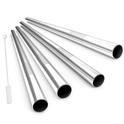 ALINK Reusable Boba Straws with Case and Cleaning Brush  4-Pack Extra Wide Stainless Steel Metal Bubble Tea Straw for Smoothie  Shakes  Tapioca Pearl