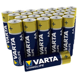 VARTA Longlife AA Mignon LR06 Alkaline Batteries (24-pack) â Made in Germany â ideal for remote controls, radios, alarm clocks and clocks