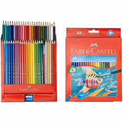 Faber-Castell Cardboard Case with Watercolour Pencils and Brush 48 Ecol&aacute;pices multicoloured