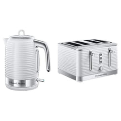 Russell Hobbs 24382 Inspire High Gloss Plastic Four Slice Toaster - White, Kettle and 4 Slice Toaster