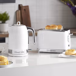 Russell Hobbs 24382 Inspire High Gloss Plastic Four Slice Toaster - White, Kettle