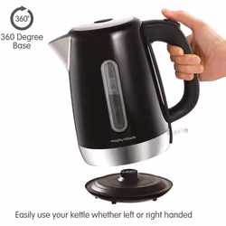 Morphy Richards 102786 Brushed Equip Stainless Steel Jug Kettle, 3000 W, 1.7 Litre, Brushed - Black