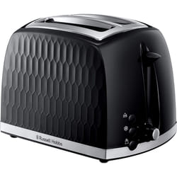 Russell Hobbs 26070 4 Slice Toaster - Contemporary Honeycomb Design with Extra Wide Slots and High Lift Feature -  Black, 2 Slice Toaster