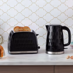 Russell Hobbs 26070 4 Slice Toaster - Contemporary Honeycomb Design with Extra Wide Slots and High Lift Feature -  Black, 2 Slice Toaster