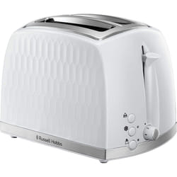 Russell Hobbs 26070 4 Slice Toaster - Contemporary Honeycomb Design with Extra Wide Slots and High Lift Feature - White, 2 Slice Toaster