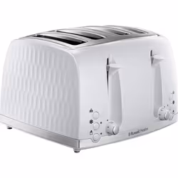 Russell Hobbs 26070 4 Slice Toaster - Contemporary Honeycomb Design with Extra Wide Slots and High Lift Feature - White, 4 Sl ...