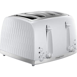 Russell Hobbs 26070 4 Slice Toaster - Contemporary Honeycomb Design with Extra Wide Slots and High Lift Feature - White, 4 Slice Toaster