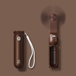 ISULIFE handheld mini fan 3-in-1 handheld fan portable USB rechargeable pocket fan battery-driven fan [14-21 working hours] flashlight with mo - Brown