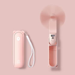 ISULIFE handheld mini fan 3-in-1 handheld fan portable USB rechargeable pocket fan battery-driven fan [14-21 working hours] flashlight with mob - Pink