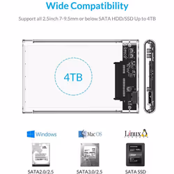 ORICO 2.5 Inch External Hard Drive Enclosure USB 3.0 Transparent Case SATA Reader for 9.5mm & 7mm 2.5" SSD and HDD