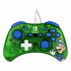 PDP Rock Candy: Luigi Lime Blue, Green, Translucent USB Gamepad Analogue / Digital Nintendo Switch, Nintendo Switch Lite, Nintendo Switch OLED