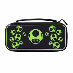 PDP Travel Case Plus: 1-Up Glow in the Dark, Hardshell case, Nintendo, Black, Green, Nintendo Switch, Nintendo Switch Lite, N ...