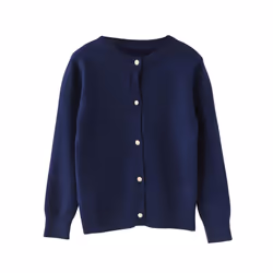 SMILINg PINKER Little girls crewneck cardigans Button Knitted Uniform Sweaters Solid Long Sleeves(7-8 Years,Navy Blue)