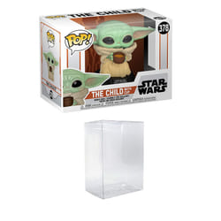 Pop! Star Wars: The Mandalorian - The Child with Cup [Grogu] Funko Vinyl Figure (Bundled with Compatible Box Protector Case)  Multicolored  3.75 inche