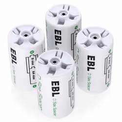 EBL AA to D Battery Converters, Pack of 4 AA to D Battery Adapters, Battery Spacer for AA Batteries