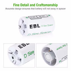 EBL AA to D Battery Converters, Pack of 4 AA to D Battery Adapters, Battery Spacer for AA Batteries