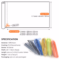 emma kites White Ripstop Nylon Fabric 40 Denier  Pre-Cut Piece 5-Yard: