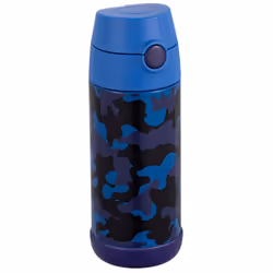 Kids Flask - Stainless Steel Insulated Water Bottle with Straw for Children/Toddlers (Girls/Boys) - Camo, 350ml