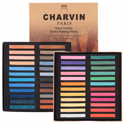Charvin Artist Colored Chalk Pastels Set of 48  Water Soluble  Assorted Pastel Color Sticks for Wet   Dry Painting