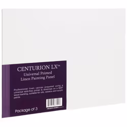 Centurion Universal Acrylic Primed Linen Panels - All-Media Acrylic Primed Linen Panel 3 Pack for Oils Acrylics Water-Mixab ...