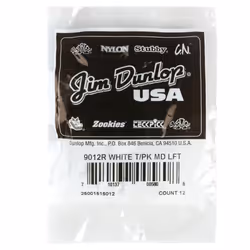 JIM DUNLOP 9012R White Plastic Thumbpicks  Left Handed  Medium  12/Bag
