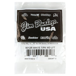 JIM DUNLOP 9012R White Plastic Thumbpicks  Left Handed  Medium  12/Bag