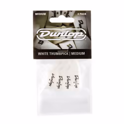 JIM DUNLOP 9002P White Plastic Thumbpicks  Medium  4/Player's Pack
