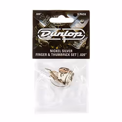 JIM DUNLOP 33P.020 Nickel Silver Finger & Thumbpicks .020"" 5/Player's Pack