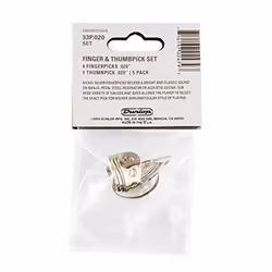 JIM DUNLOP 33P.020 Nickel Silver Finger & Thumbpicks  .020""  5/Player's Pack