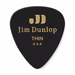 JIM DUNLOP 483P03TH Genuine Celluloid Black Thin 12/Player's Pack